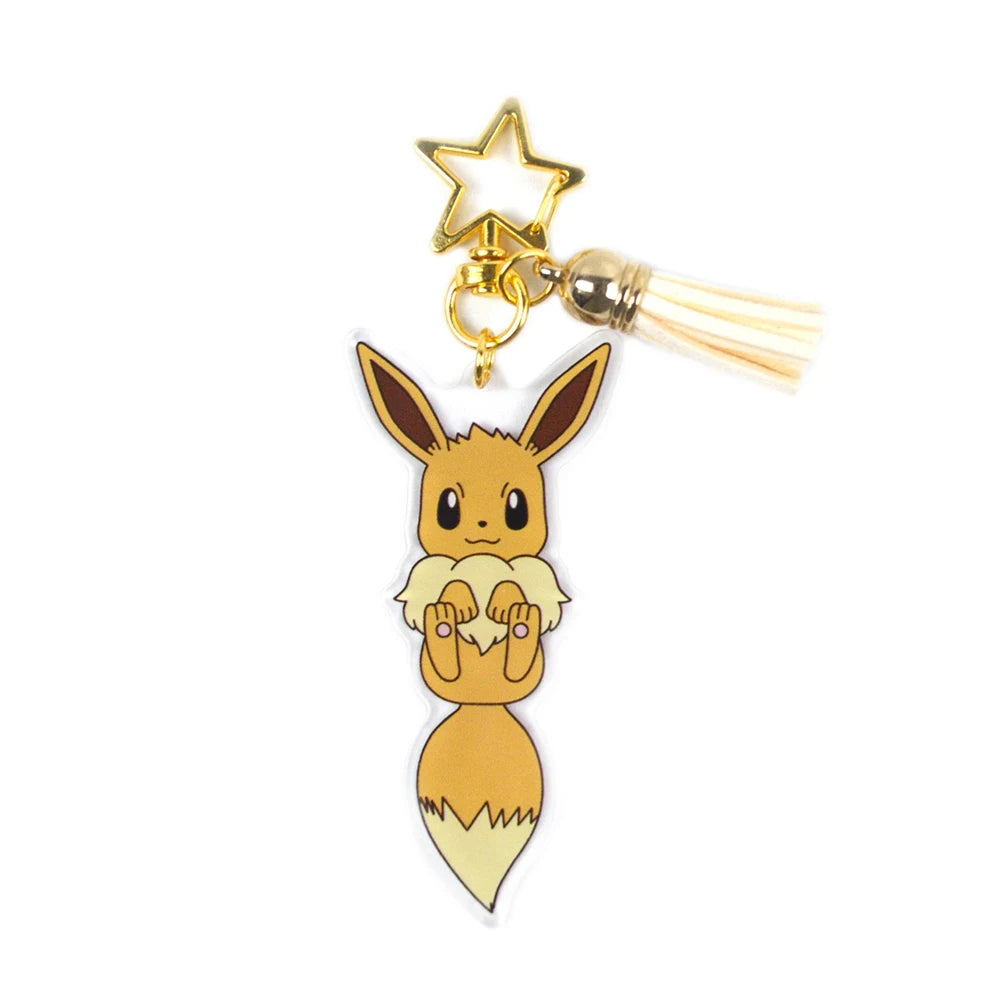 Pokemon Acrylic Keychain Anime Characters Leafeon Eevee Sylveon Bags Car Key Ring Charm Accessories Kids Birthday Gift