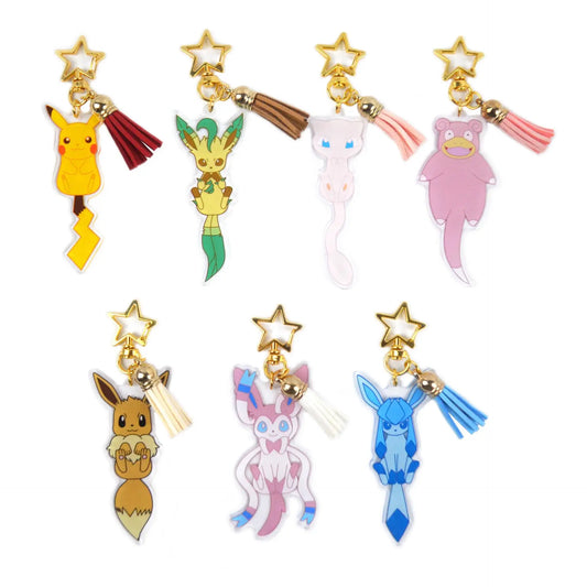 Pokemon Acrylic Keychain Anime Characters Leafeon Eevee Sylveon Bags Car Key Ring Charm Accessories Kids Birthday Gift